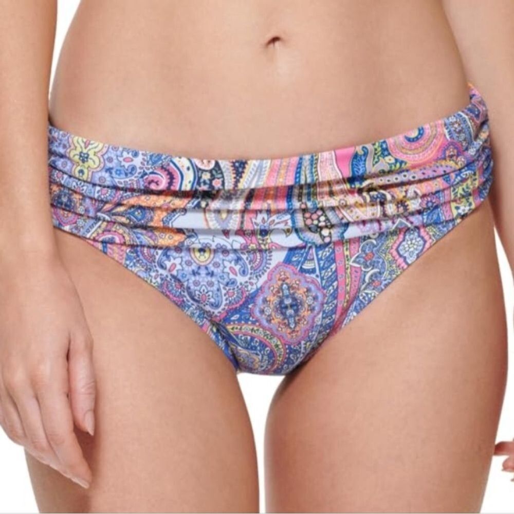 NWT Tommy Hilfiger Foldover Full Coverage Bikini Bottom Bright Paisley - Size XL